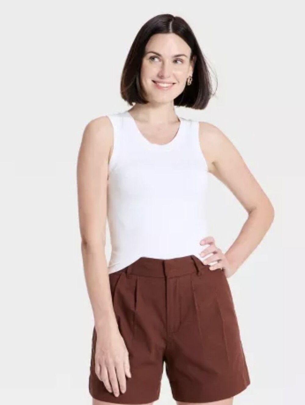 Universal Thread White Scoop Neck Ribbed Tank